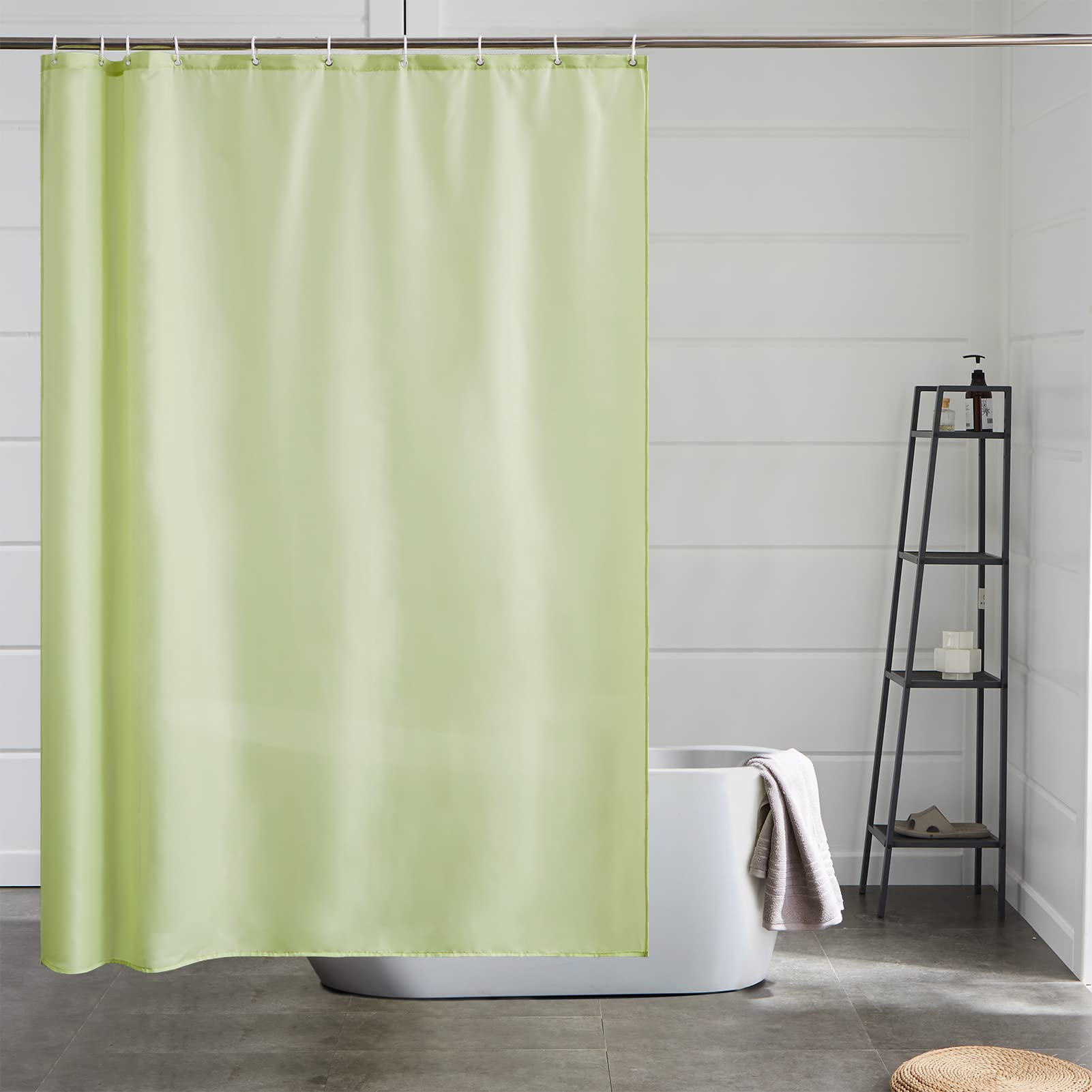 Furlinic Shower Curtain Mould Proof Resistant Wetroom Bathroom Polyester Fabric White 7ft Shower Curtains Liner Waterproof Rustproof Washable Weighted with 12 Hooks Extra Long 180x210cm 72x84. — view 153