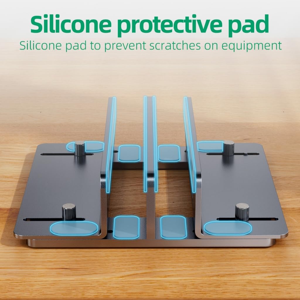 Ergonomiczny stojak na laptopa na biurko, pionowe przechowywanie dla wielu urządzeń