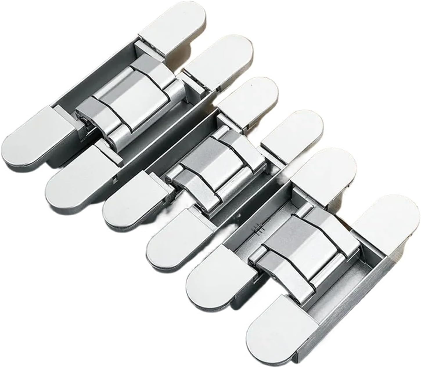 2PCS Invisible Door Hinges, Hidden Door Hinges, Hidden Adjustable Cross Wooden Door Outward Opening Hidden Door Hinges(2PCS 80KG-Silver)
