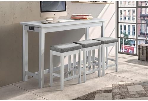 Miniatura 2 de Homelegance - Juego de comedor del altura de encimera de 4 piezas, blanco