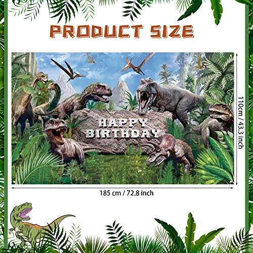 Dinosaur Theme Backdrop Banner Polyester Dinosaur Happy Birthday Photo Background Tropical Jungle Birthday Party Backdrop Decor For Kid Dinosaur Theme Birthday Party Photo Prop Decor, 72.8 X 43.3 Inch #TOP1