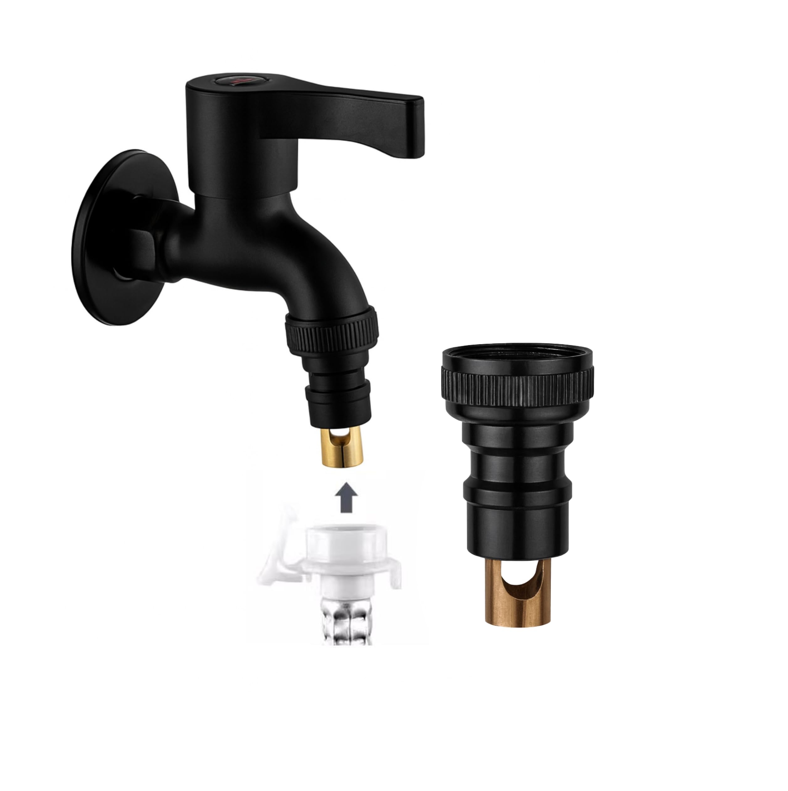 Fossa Automatic Water Stopper for Washing Machine Tap | Brass Faucet Adapter | Anti-Leak Quick Connect | Easy Hose Connector for Laundry & Home Use Black (Matte Finish)-image-21