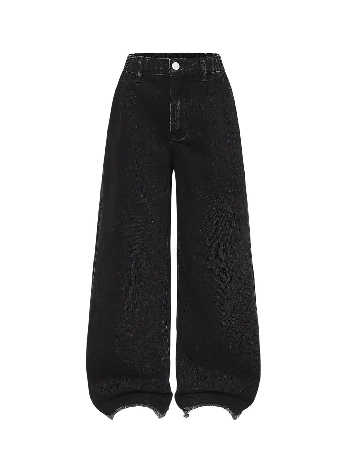 SweatyRocks Pantalones vaqueros holgados para niña, de cintura alta, pantalones vaqueros informales, pantalones vaqueros de pierna ancha, pantalones vaqueros con cintura elástica, ropa de calle, corte
