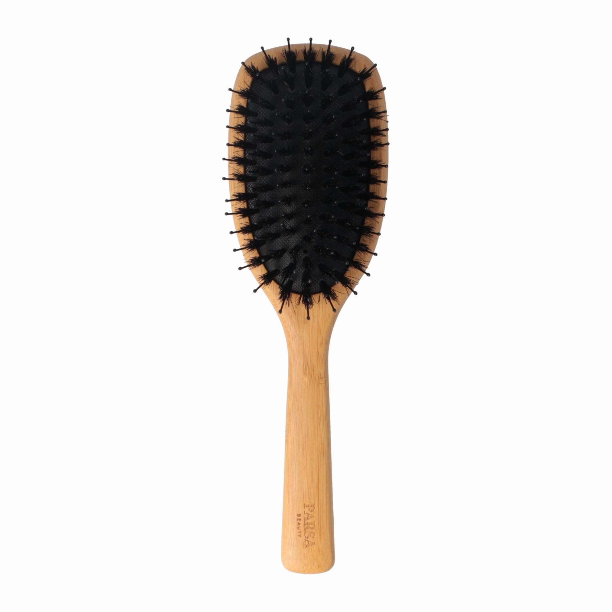 PARSA Beauty Bambus Pflegebürste groß oval Mischborsten FSC®-zertifiziert Bambus Aloe Vera Wildschweinborsten Glanzbürste sanftes Entwirren feuchtigkeitsresistent pflegebedürftiges Haar nachhaltig
