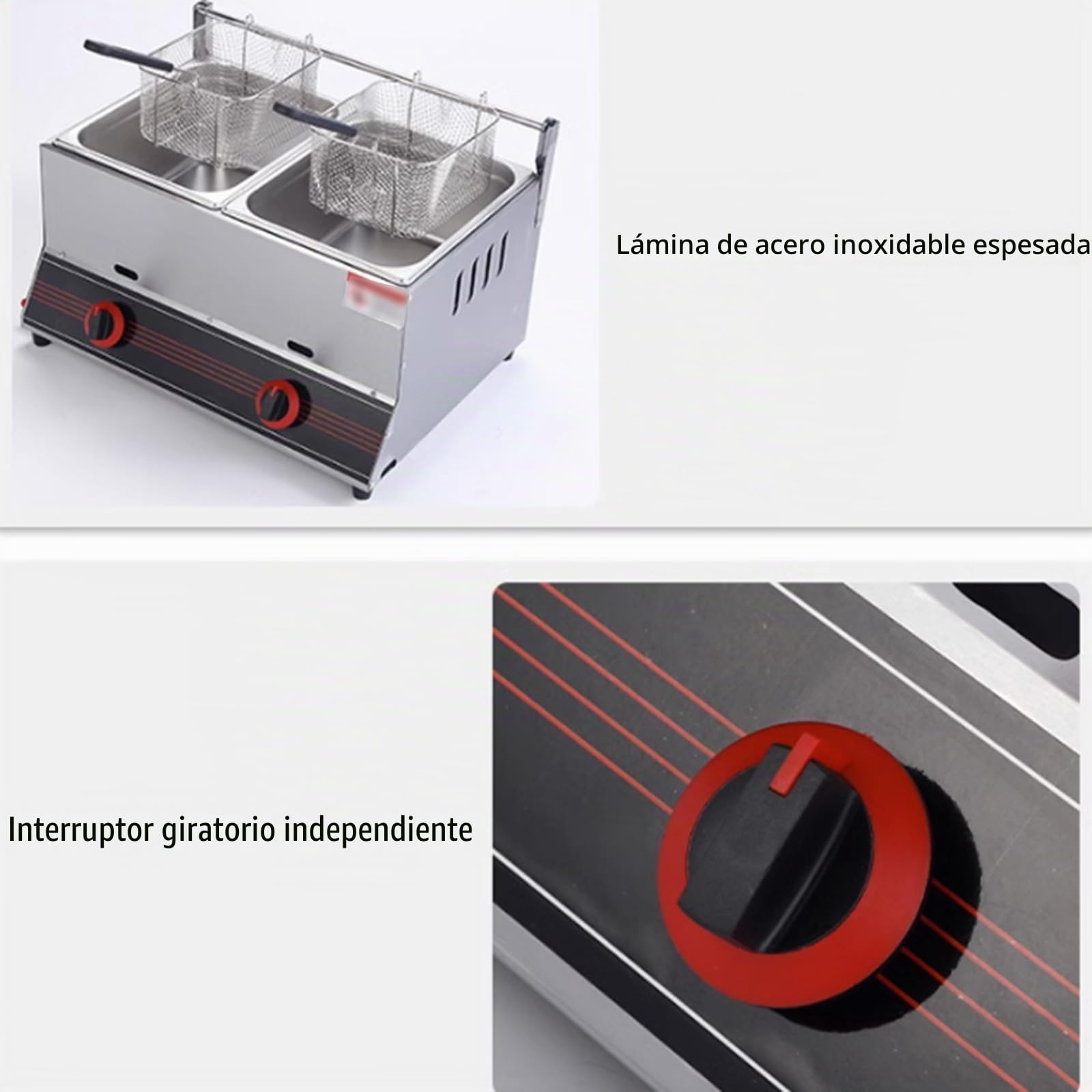 LXURY Freidora para exteriores, a gas, 55 x 39 x 28,5 cm, acero inoxidable, capacidad de aceite de 3 litros