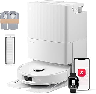 roborock QV 35S-Set Saugroboter mit Wischfunktion, 10.000 Pa HyperForce Saugkraft, Anti-Tangle-Bürsten, Anhebbare Schleudermopps, Intelligente Hindernisvermeidung, All-in-One Dock (Weiß)