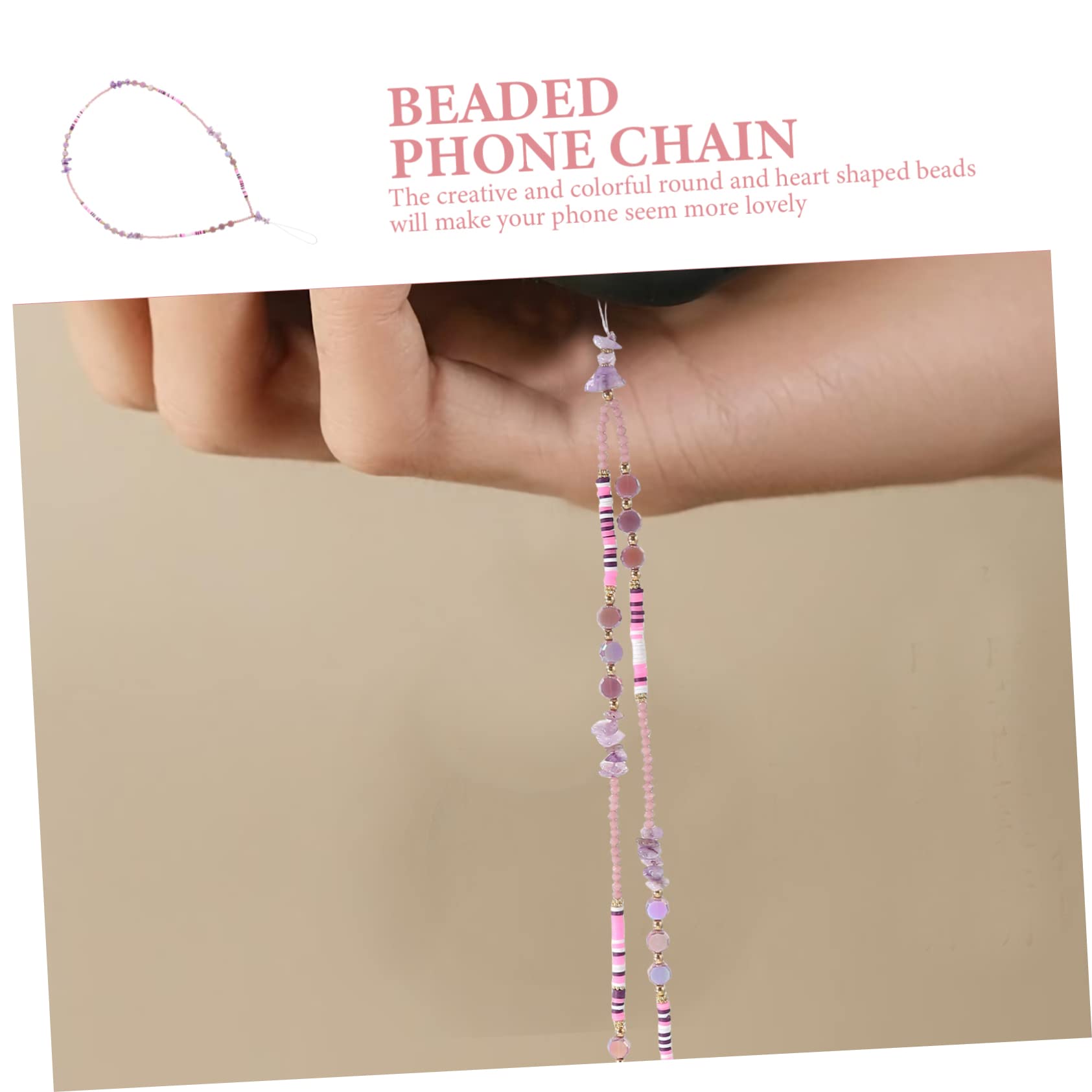 HOMSFOU Cadena De Teléfono Con Cuentas Pulseras De Cuentas Muñequeras Para Mujer Cordón De Muñeca Colgante Cordón Para Colgar La Cámara De Muñeca Largo Púrpura El Plastico