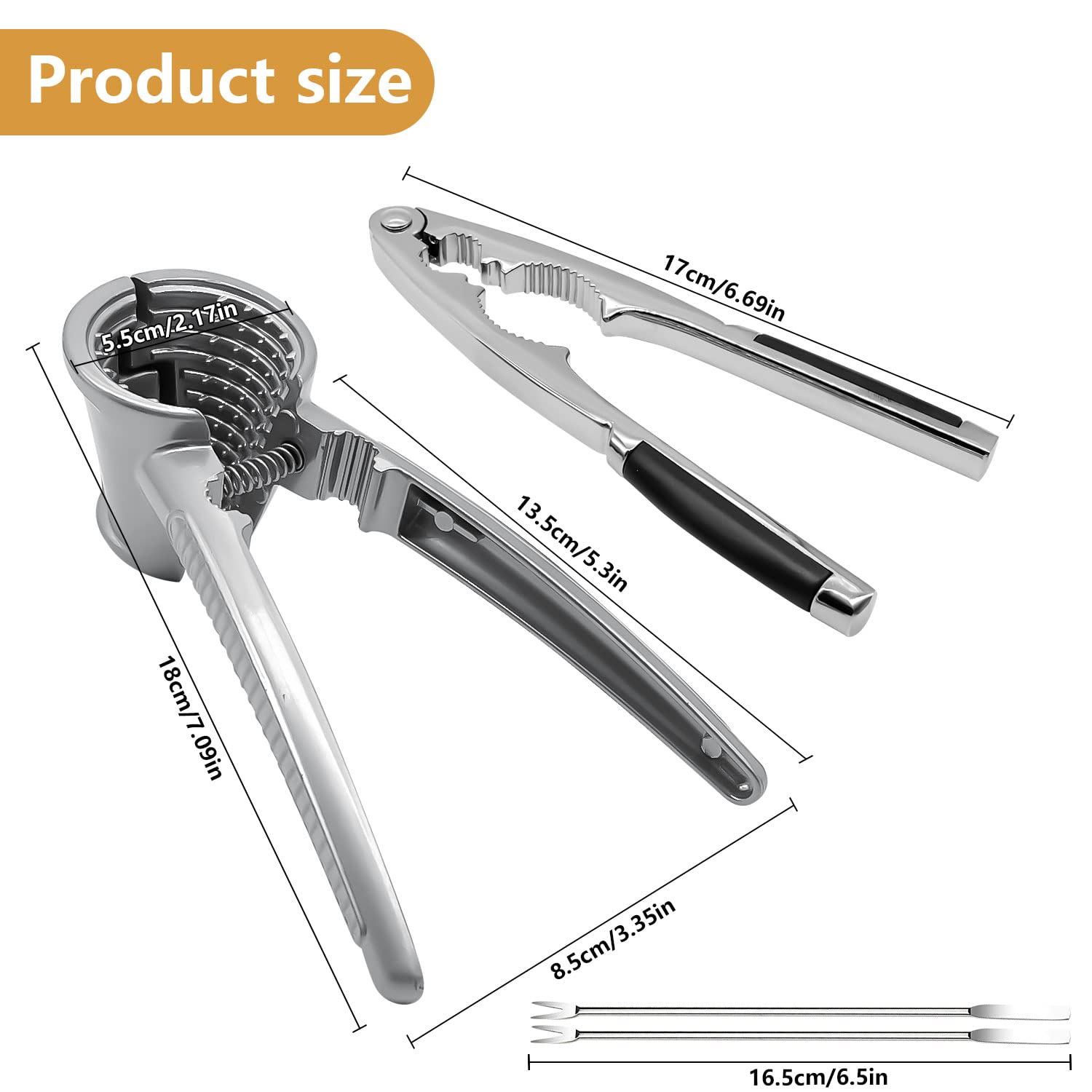 Schiaccianoci In Metallo Antiscivolo - Rompi Noci Per Mandorle, Nocciole E Frutti Di Mare - Foto 8