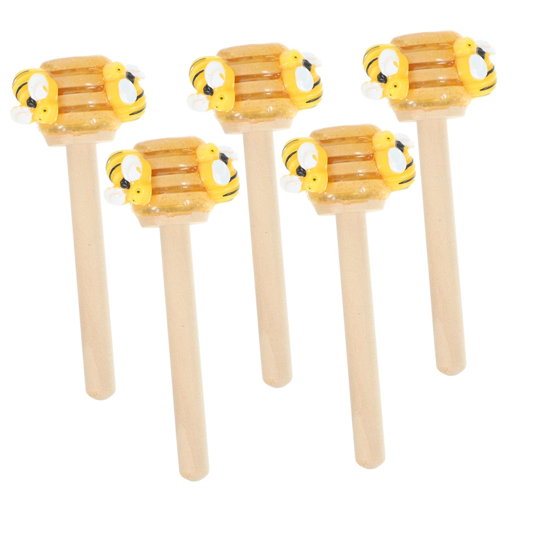FOYTOKI 5Pcs Bee Themed Honey Dipper for Tabletop Decor for Parties and Honeycomb Decorations for Spring and Summer Home Displays