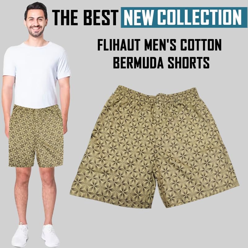 Image of Men's Cotton Shorts Waistband, Zip Fly, 1 Zip Pocket, Back Pockets (Pack of 2)