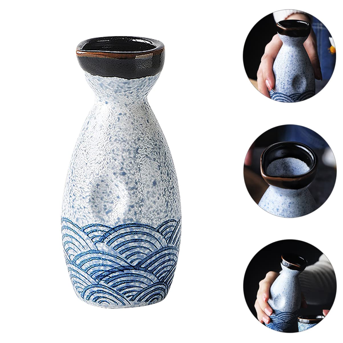 Tasses à saké, tasse à saké traditionnelle, verres à vin en céramique, fête de boisson au saké vintage for céramique ondulée émaillée, porcelaine peinte à la main, vin japonais, serveur élégant, bar,