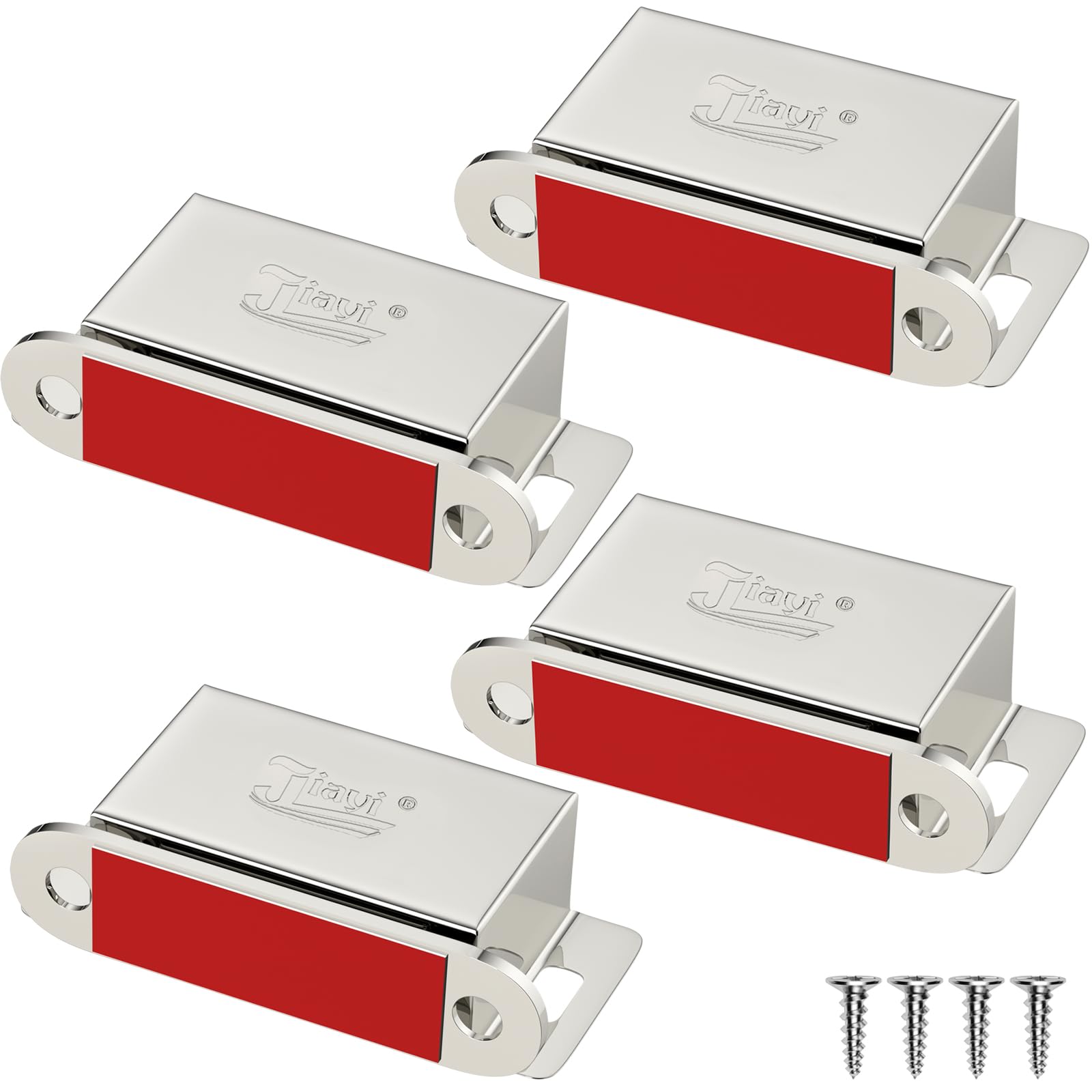 Jiayi Magnetic Catch 4 Pack Magnetic Cabinet Latch 30 lbs Cabinet Door Magnets Closure Stainless Steel Magnetic Door Closures for Kitchen Wardrobe Door Close Closet