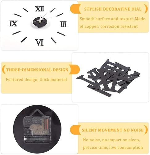 Miniatura 4 de Fdit Reloj de pared 3D impermeable DIY reloj de pared silencioso reloj de pared DIY moderno reloj decorativo digital para oficina en casa 19.7 in