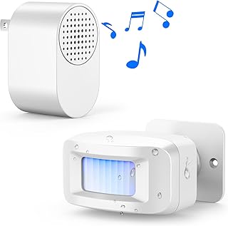 Driveway Alarms Wireless Outside Weatherproof - Motion Sensor Alarms System Motion Detector Plug-in Receiver Loud Chimes Security Alert Monitor System 500FT Long Range Outdoor Alarms Detection