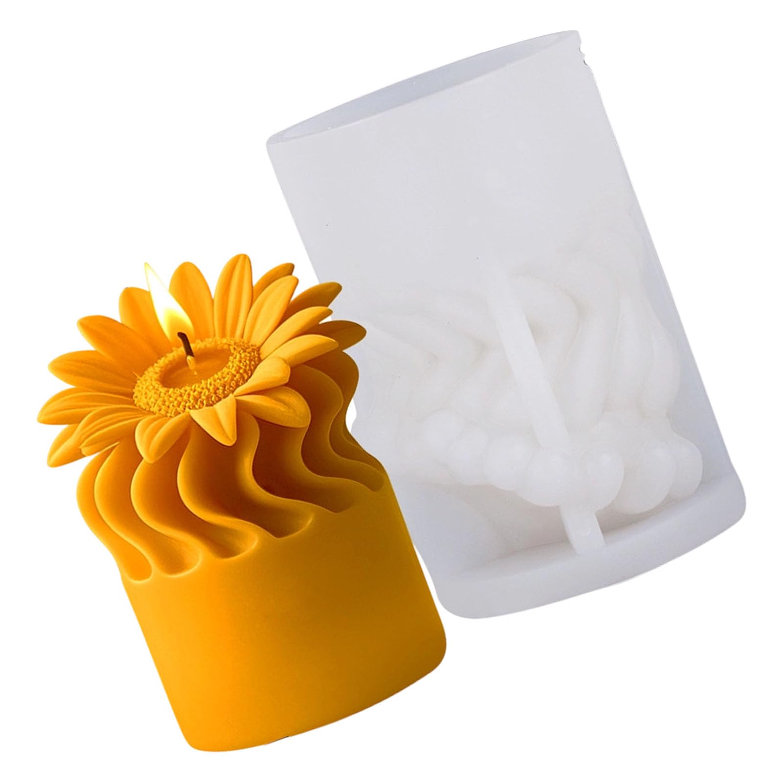 NEWFT Embossed Flower Cylinder Silicone Molds Flower Pillar Molds for Epoxy Resin Soap Gypsum Silicone Mold