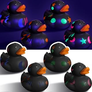 2 Inch Halloween Rubber Duck Glow in the UV Light Black Light Responsive Rubber Duck Rubber Ducky Toy Fluorescent UV Neon Duck Bath Tub Pool Toys for Birthday Showers Supplies and Decorations (12 Pcs)