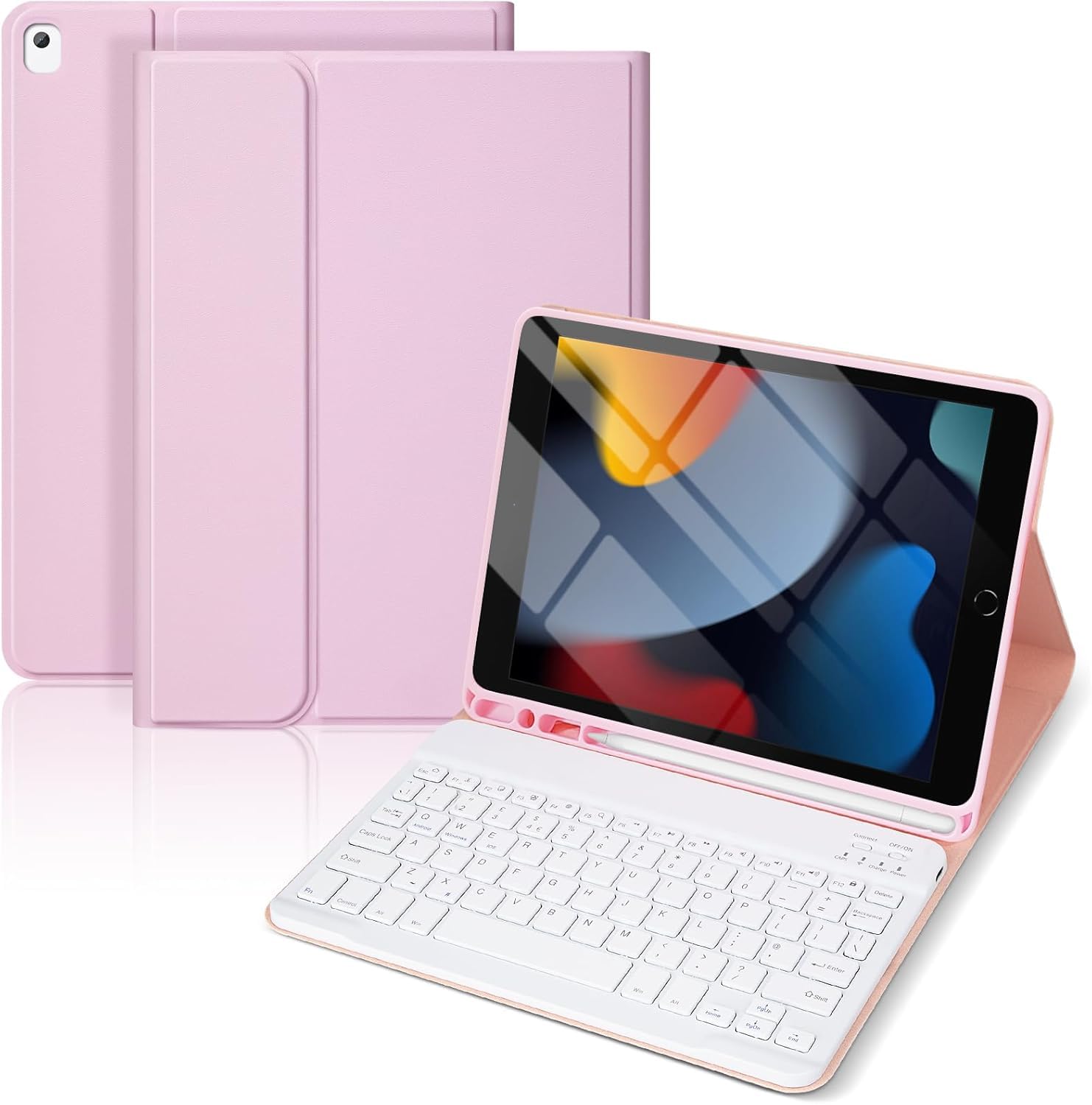Funda con Teclado para iPad 10.2" 9ª/8ª/7ª Generación, iPad Air 3 y Pro 10.5 - Teclado Bluetooth Magnético Desmontable con Layout Español Ñ (Rosa 1)