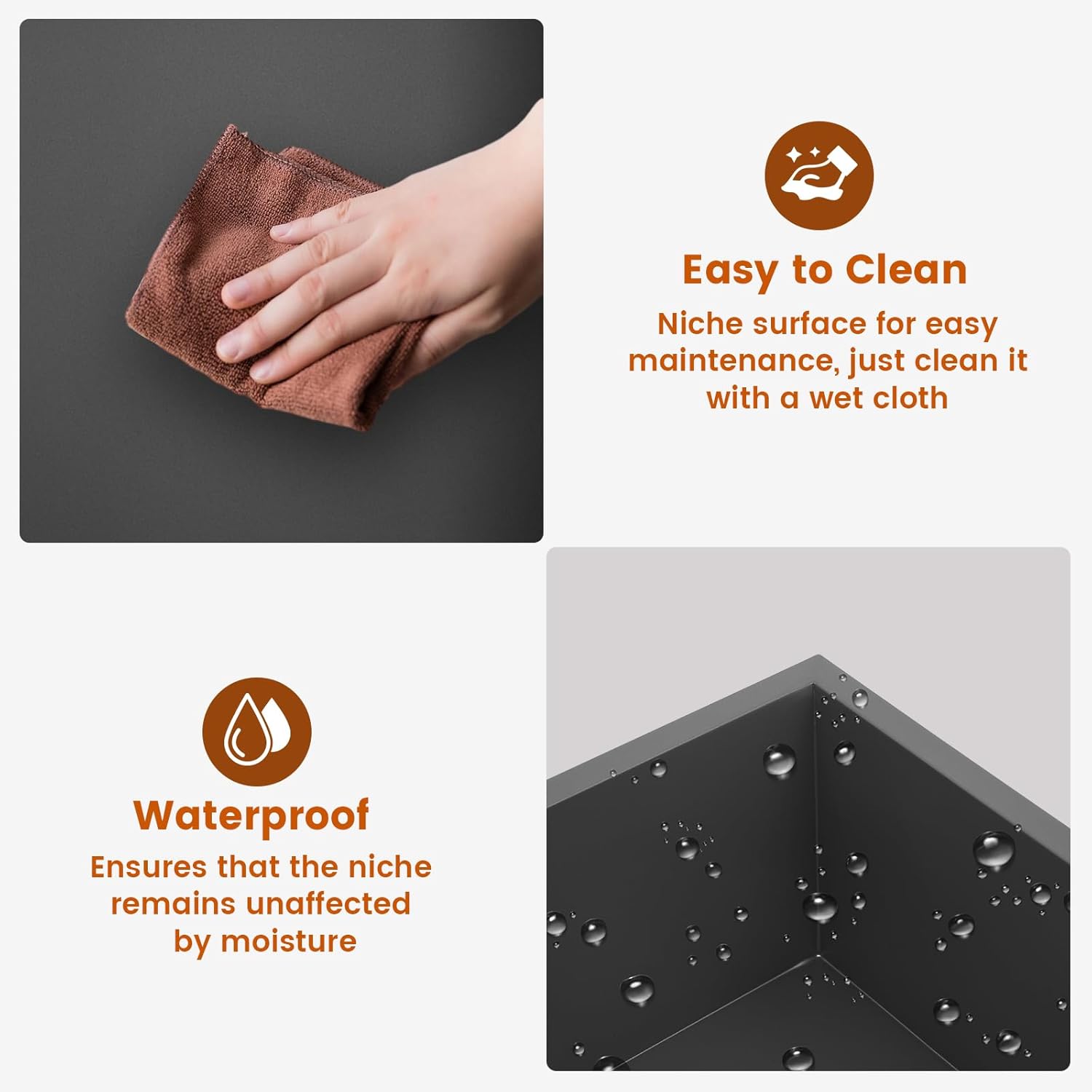 13×13 Inch Stainless Steel Shower Niche, Waterproof Recessed Wall Niche, No Tile Needed Insert Storage for Bathroom Kitchen Bedroom(Grey)