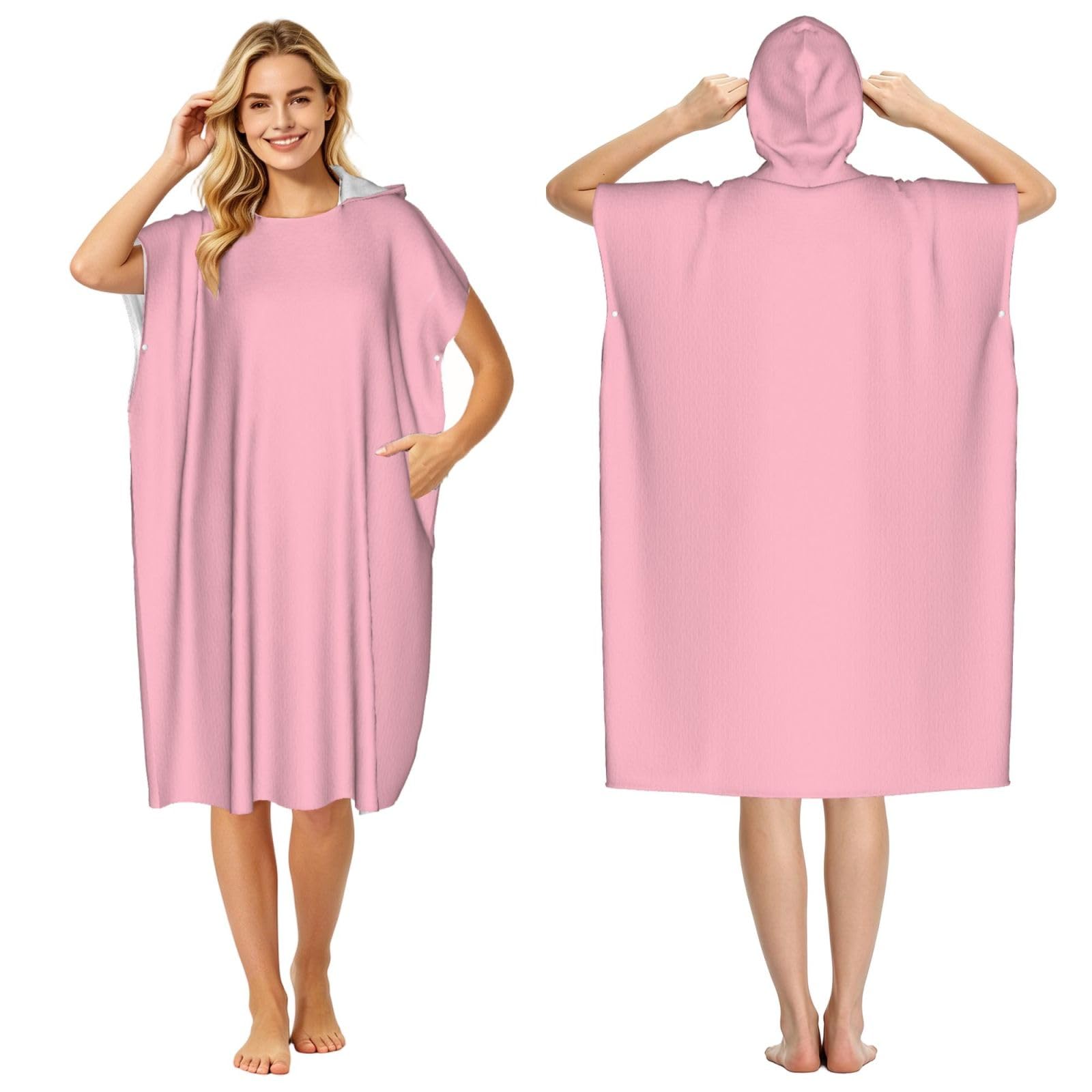 KLGRTJHK Cherry Blossom Color Adult Hooded Beach Poncho Towel 43"X35"