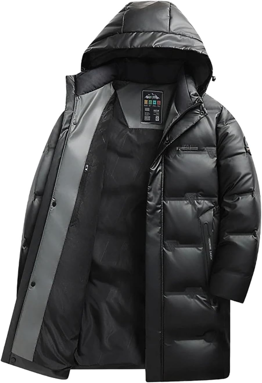 Casual Men's Warm Hooded White Duck Down Jackets Winter Windproof Puffer Coats Outwear Loose Thick Down Coats