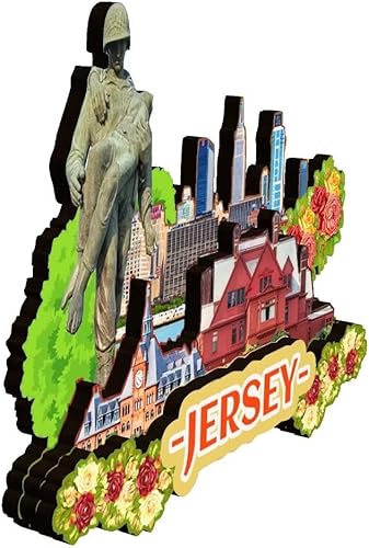 Miniatura 2 de Jersey City New Jersey USA - Imán de nevera, diseño de madera, recuerdos, colección creativa, hecho a mano, viajes, oficina, regalos de paisaje,