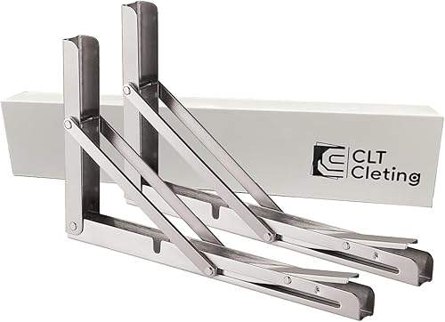 Miniatura 19 de CUZURLUV - Soportes plegables de 16 pulgadas máx. Carga 440 libras, soporte de estante de acero inoxidable resistente para montaje en pared, ahorro