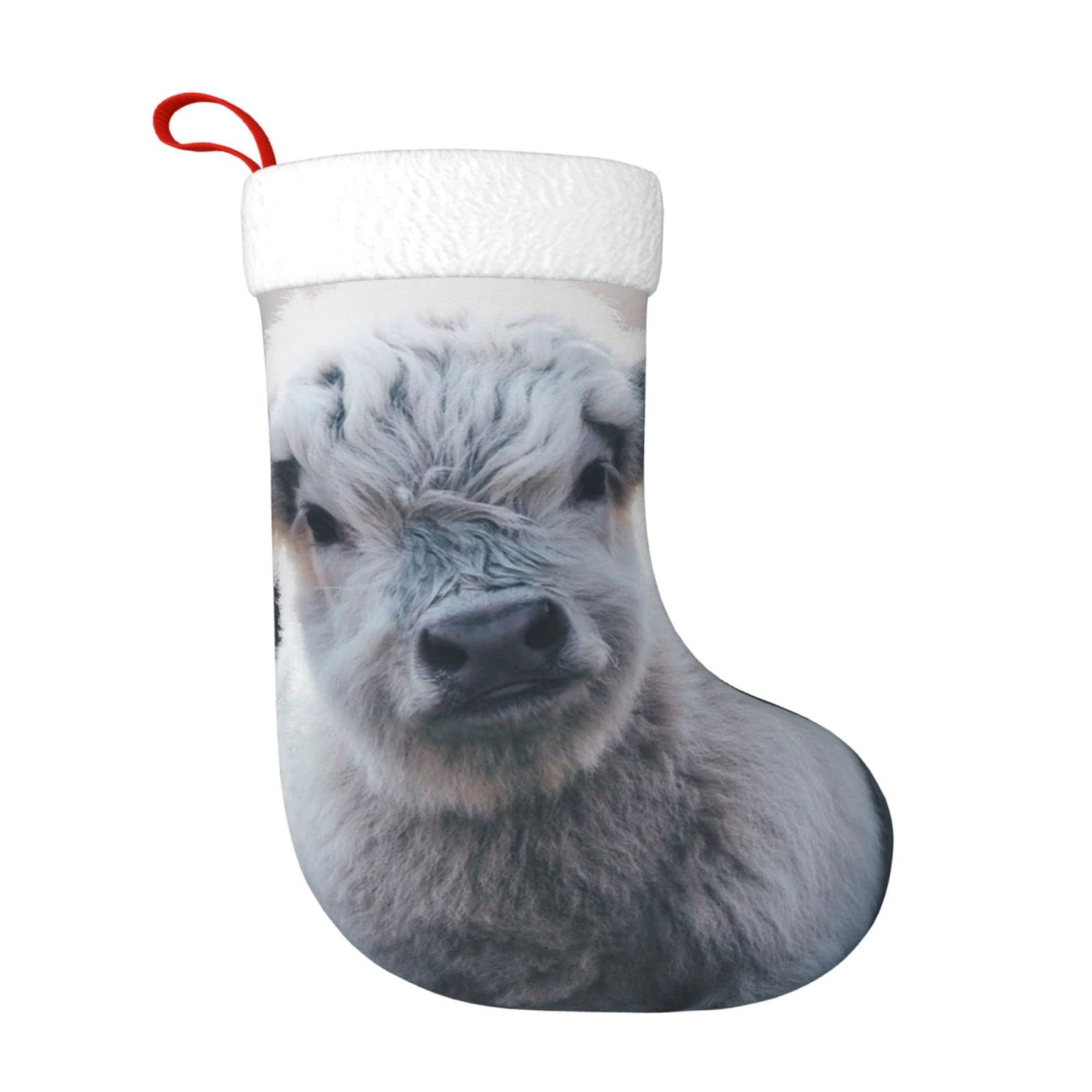 Denmer Gray Highland Cow Christmas Stockings Xmas Fireplace Hanging Stocking Decorations For Christmas Party Decoration Supplies.christmas Gifts
