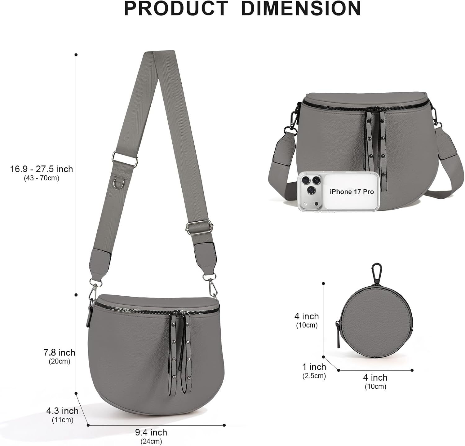 Crossbody Bags for Women Large Vegan Leather Bum Bag with Coin Purse - Image 4