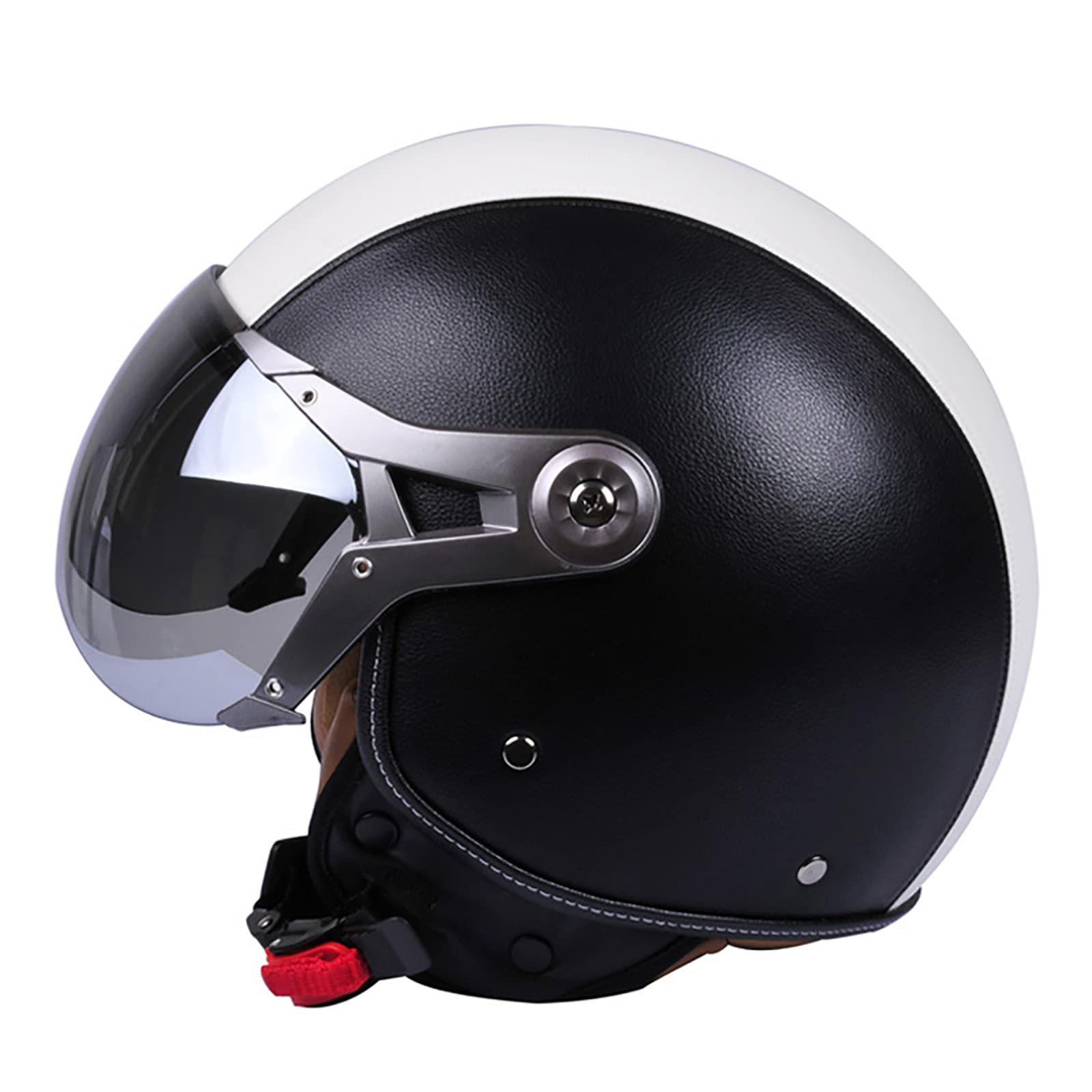 JATIBOSH Medio Casco Retro Tratamiento De Fortalecimiento, Antiarañazos Motocicleta Casco, Lentes Chapadas En Plata Clara De Primera Calidad Jet Ciclomotor Abierto Cascos, Certificación ECE