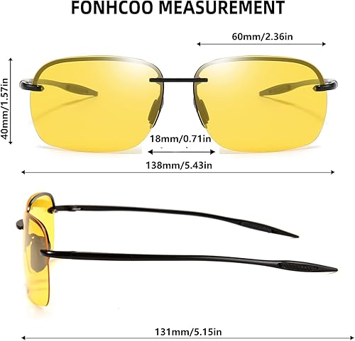 Miniatura 4 de FONHCOO Gafas de sol deportivas polarizadas con protección UV para hombres y mujeres, marco sin montura para ciclismo, pesca, conducción