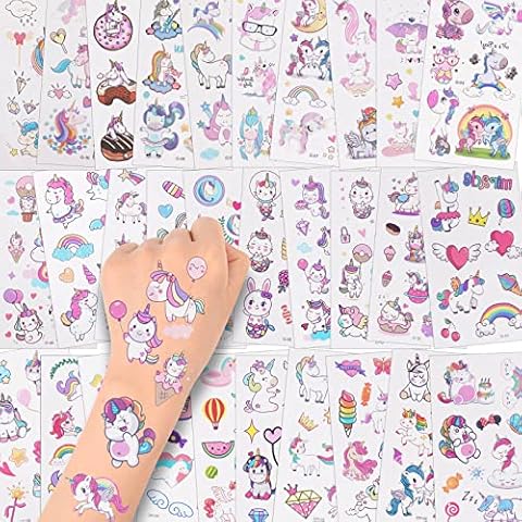 AOOWU Temporary Tattoo for Kids, 30 Sheets Kid Temporary Tattoos Sticker, Waterproof Fake Tattoo Set, Childrens Cartoon Tattoo Stickers for Boys Girls Birthday Gift Party Bag Filler (Unicorn) Cover