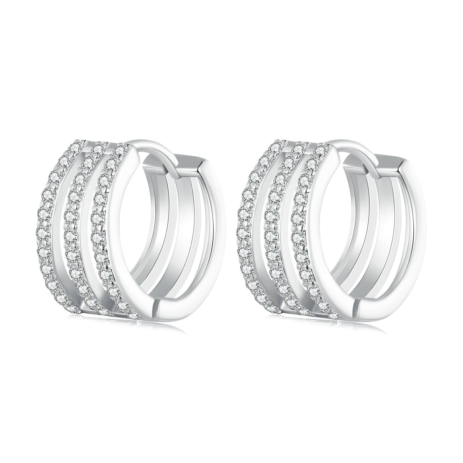 HMJGDHX Creolen mit Flacher Rückseite, winziger Kugel-CZ-Ohrstecker für mehrere Piercings, leichte kleine Huggie-Ohrringe