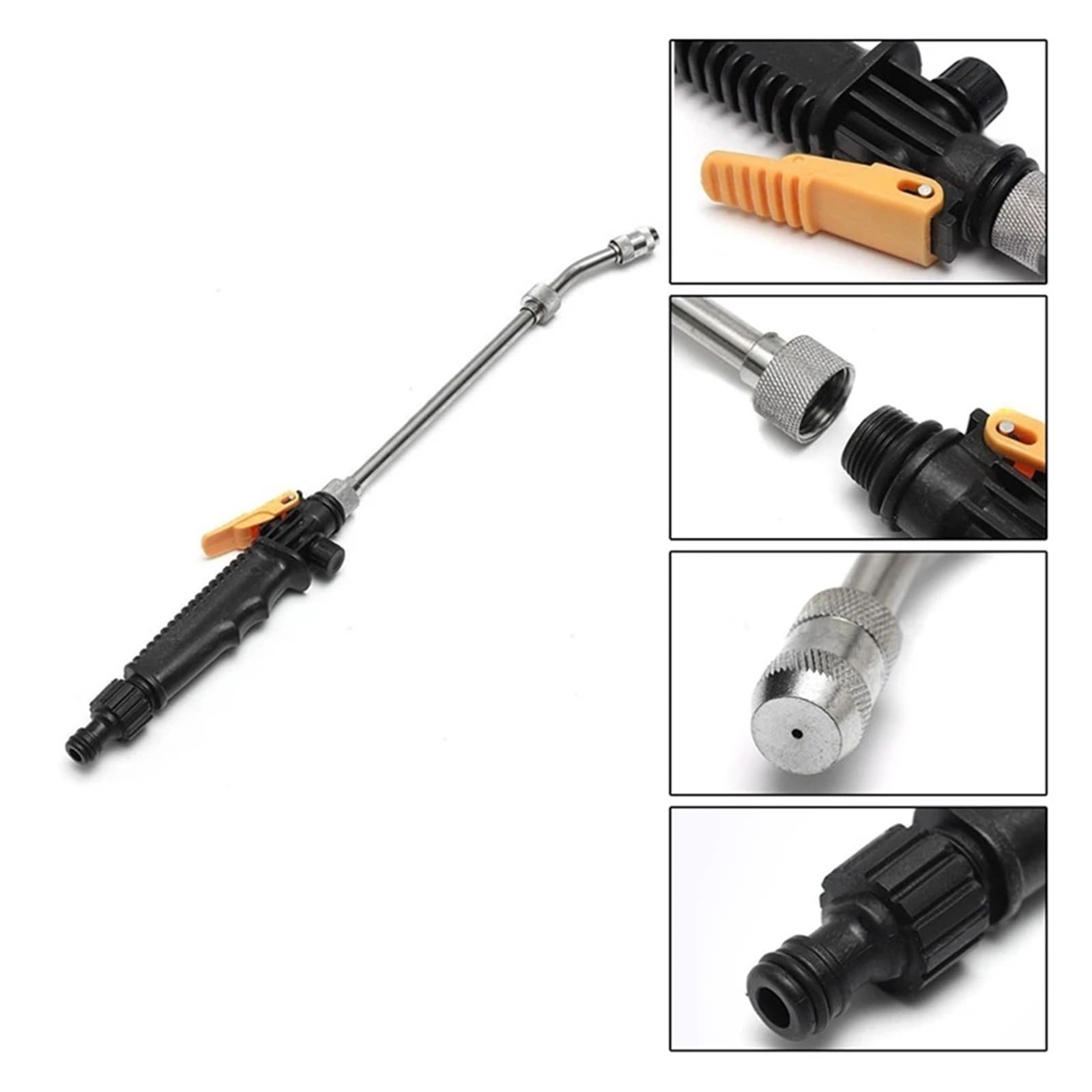 Pistolet d'arrosage avec embout multi-jets, Outil de lavage voiture à haute pression, eau 28-72cm, métal, Distance pulvérisation 7m(72cm)