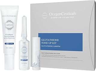OxygenCeuticals Glutathione ToneUp Kit – Antioxidant Skincare Set with Glutathione and Niacinamide, Ampoule and Cream Duo 2-Piece Set, Made in Korea