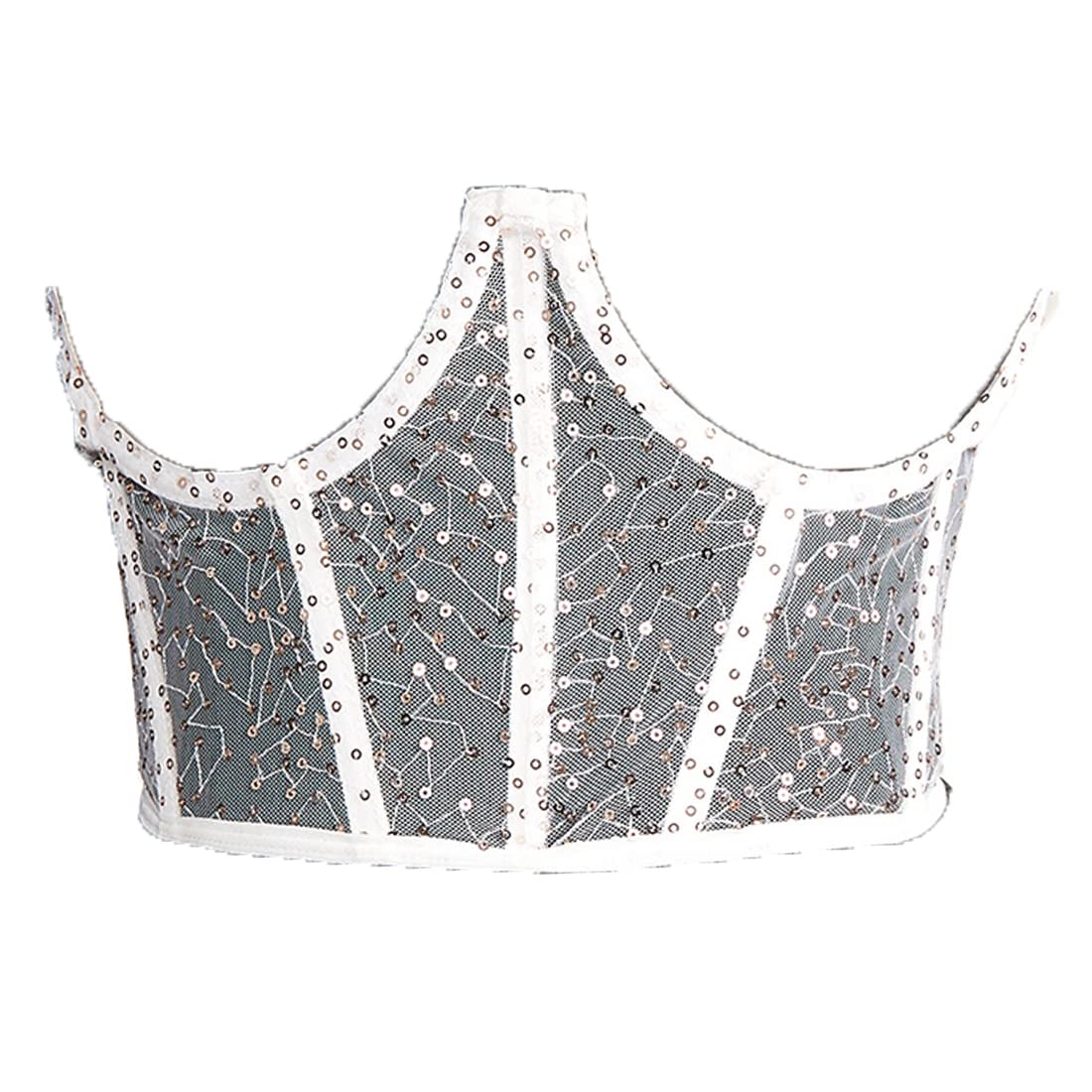 Zac's Alter Ego Women Push Up White Sequin Underbust Corset