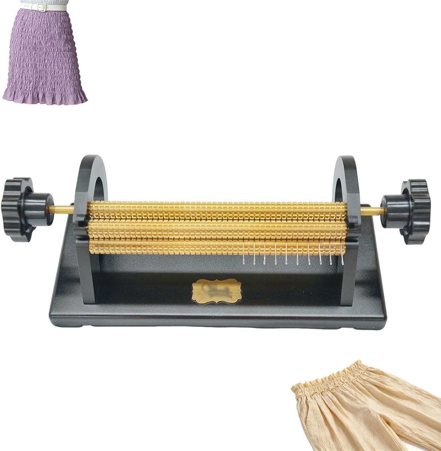 Macchina per pieghe a smock regolabile per cucito, design a 24 file e 47 aghi, struttura in alluminio e ottone con kit di attrezzi