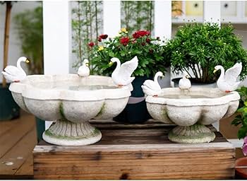 Amazon.co.jp: Fmtop-JP ガーデンオーナメント 白鳥 花 ポット 植木鉢