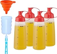 Vista 9 de Botellas exprimibles de condimentos para salsas, panqueques de plástico – boca ancha para cocina, ketchup mostaza, botella vacía para glaseado