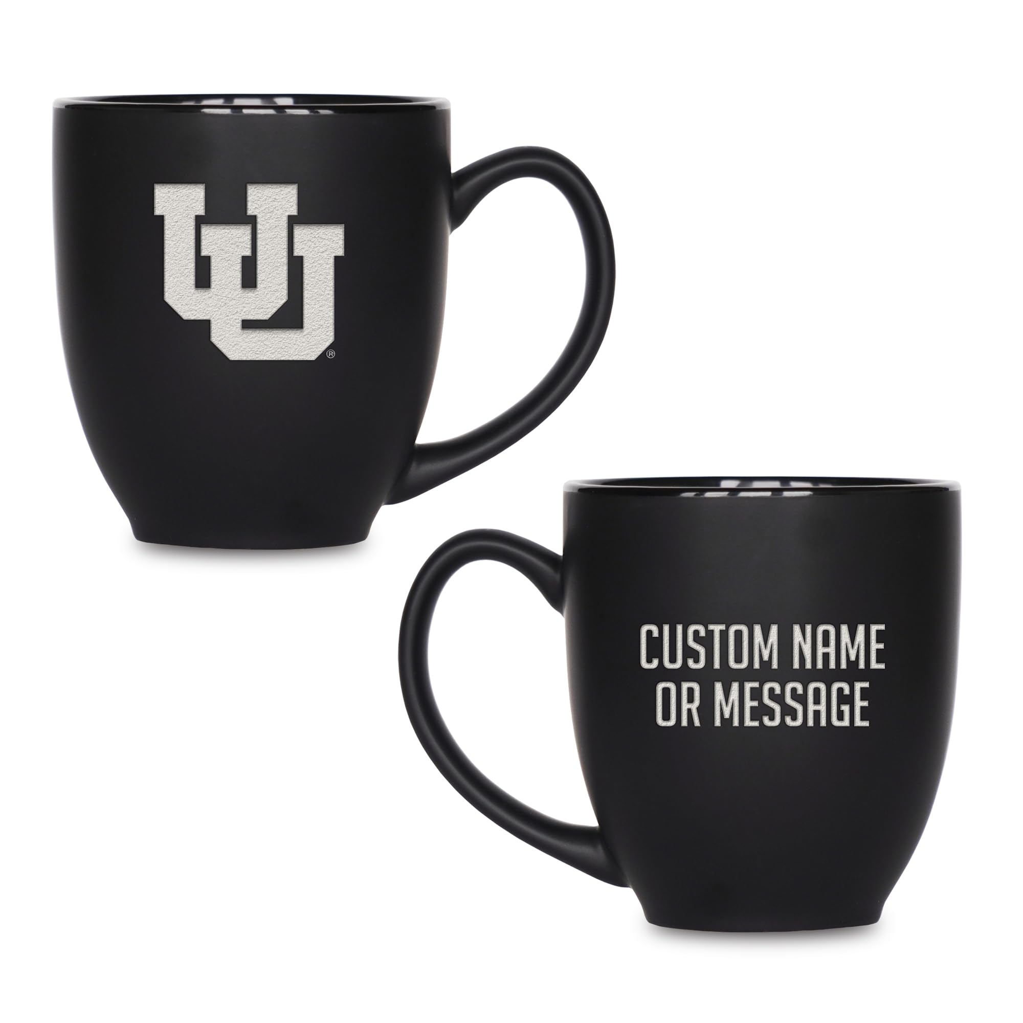 Rico Industries NCAA Primary 15-Oz Personalized Matte Black Bistro Mug - for Hot or Cold Drinks