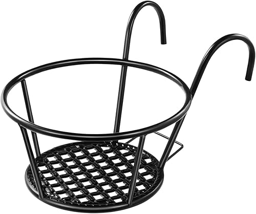Yardwe Soporte de flores para balcón, soporte para macetas de hierro para plantas al aire libre, macetas colgantes para jardín de vallas, 8.66 x
