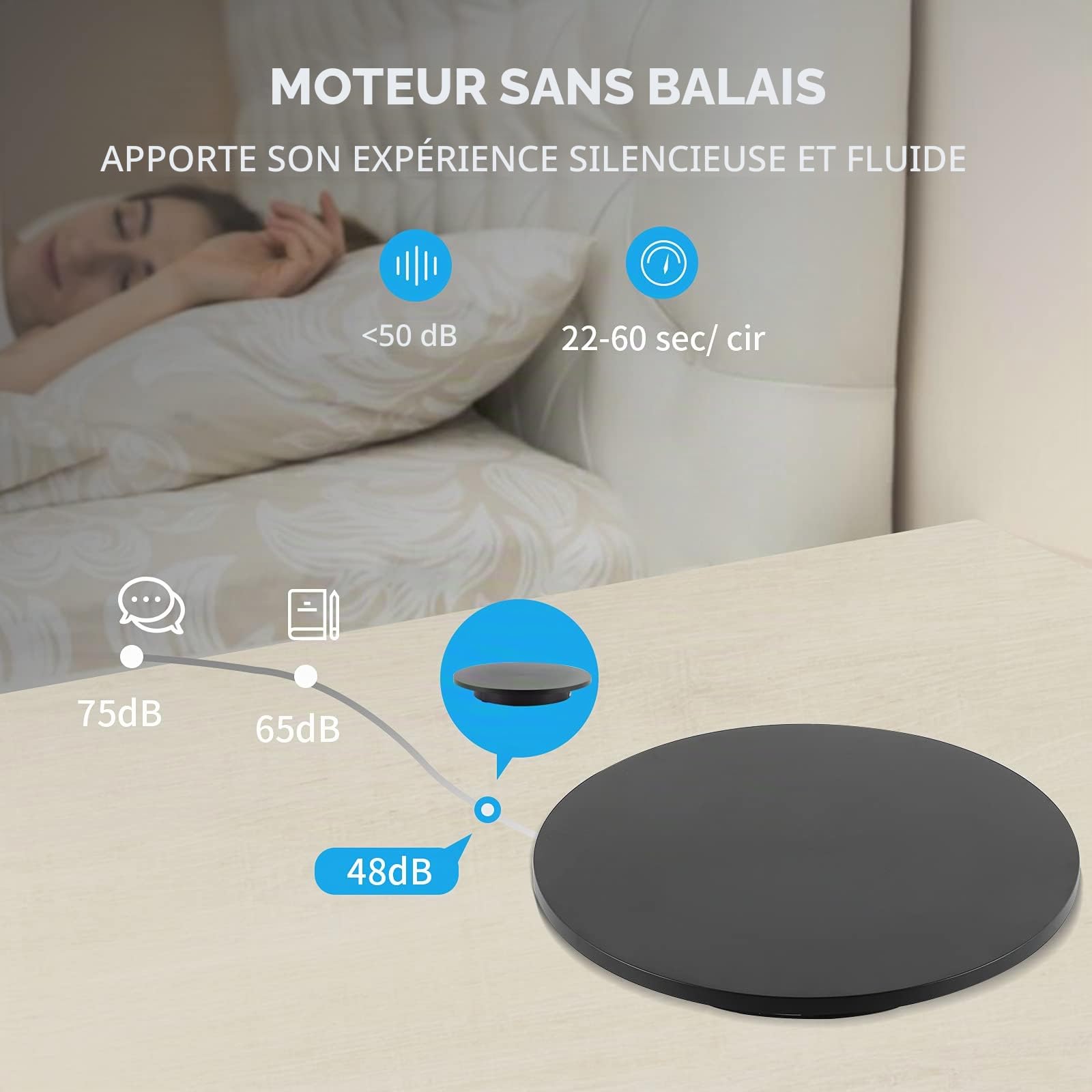 BAOSHISHAN Présentoir Rotatif électrique télécommande Affichage Plateau tournant Affichage Plateau tournant Photographie Produit Affichage 100KG 42cm Noir 220V