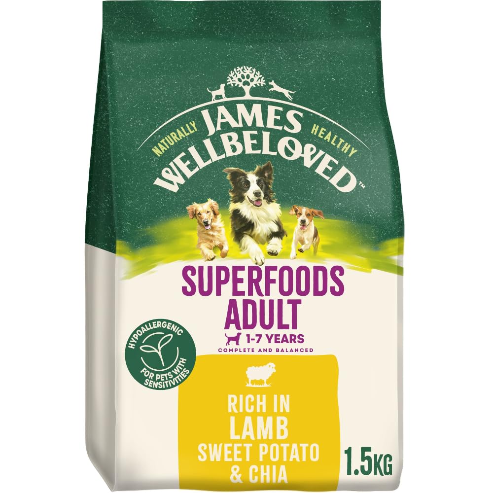 James Wellbeloved Adult Dog Food Lamb, Sweet Potato & Chia 1.5kg