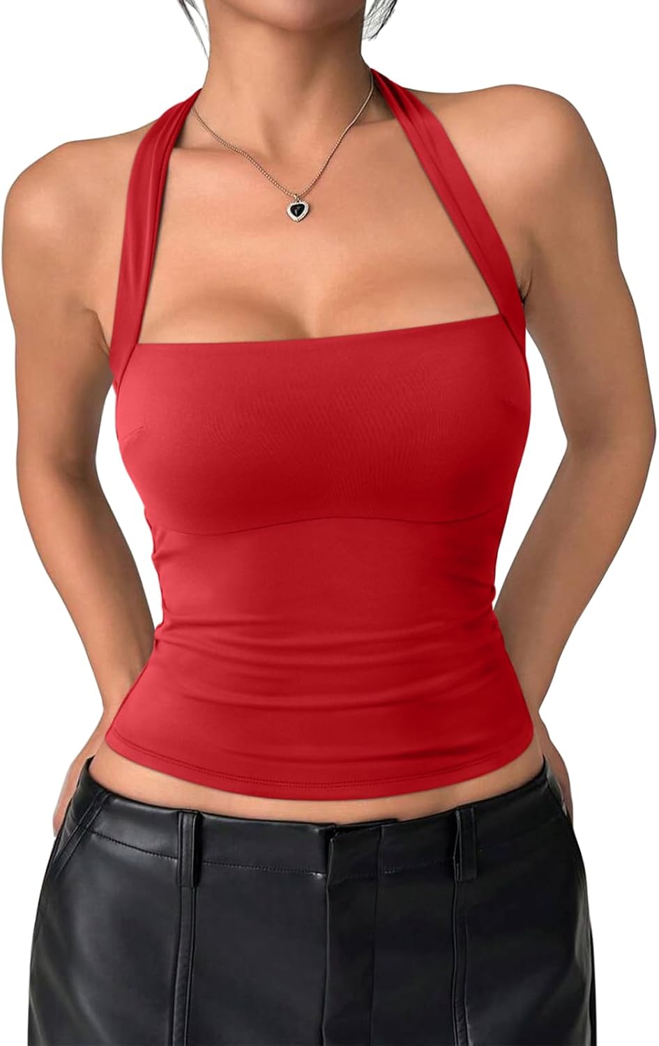 REORIA Halter Tops for Women Summer Sleeveless Going Out Outfits Y2K Trendy Cute Crop Tank Top Clothes - Image 7