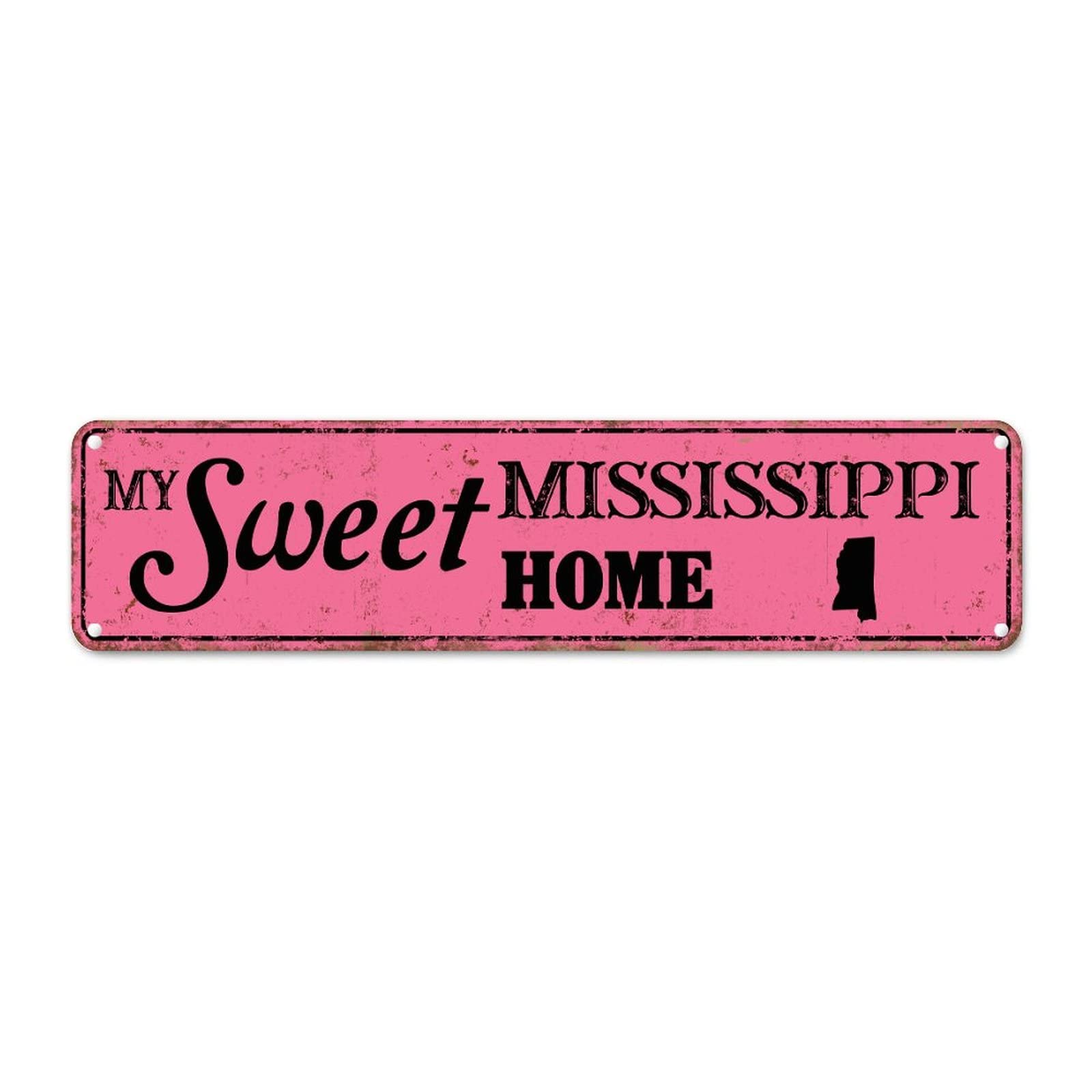 Guangpat Rustic Mississippi Metal Signs My Sweet Home Mississippi Street Signs Customized Farmhouse America State Home Metal Wall Art Wall Decor for Home Bars Clubs Cafes Man Cave Party 12x3in