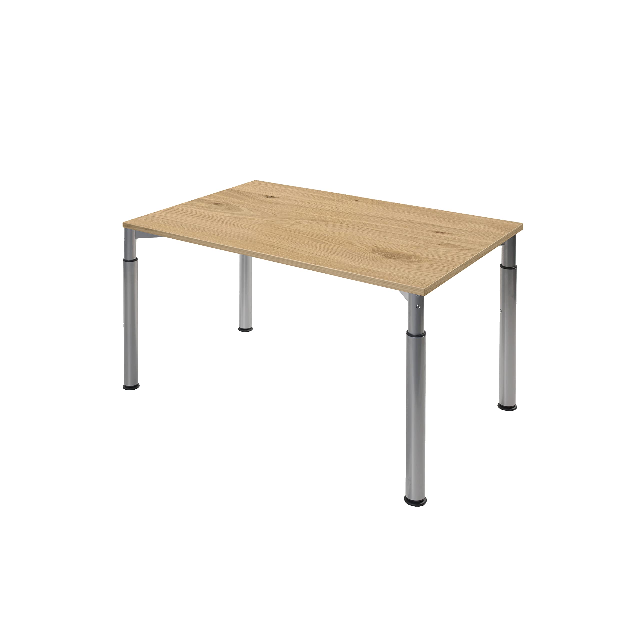 boho office® Konferenztisch, Schreibtisch, Tisch, Silber, in der Höhe einstellbar inkl. Tischplatte in 160 x 80 cm in Wildeiche Echtholz-Furnier