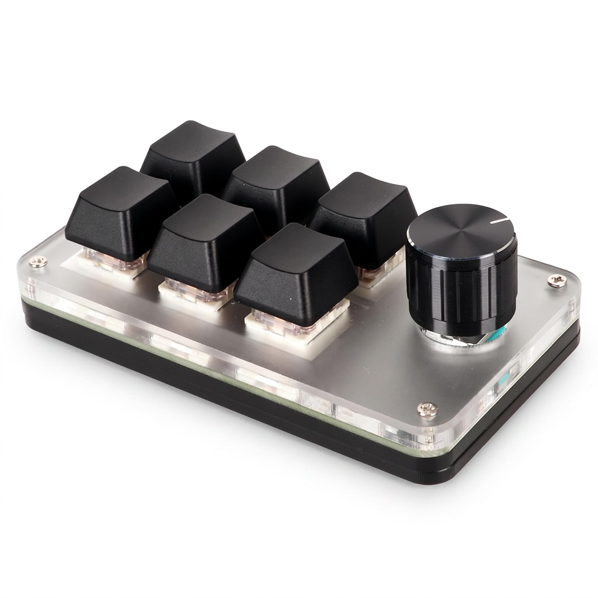 Tastiera da Gioco OSU, Tastiera Meccanica Macro a Una Mano con Interruttore Rosso, Mini Tastiera Programmabile per Ufficio, Giochi, Controllo Industriale, Laboratorio (6 Chiavi con 1 pomello)