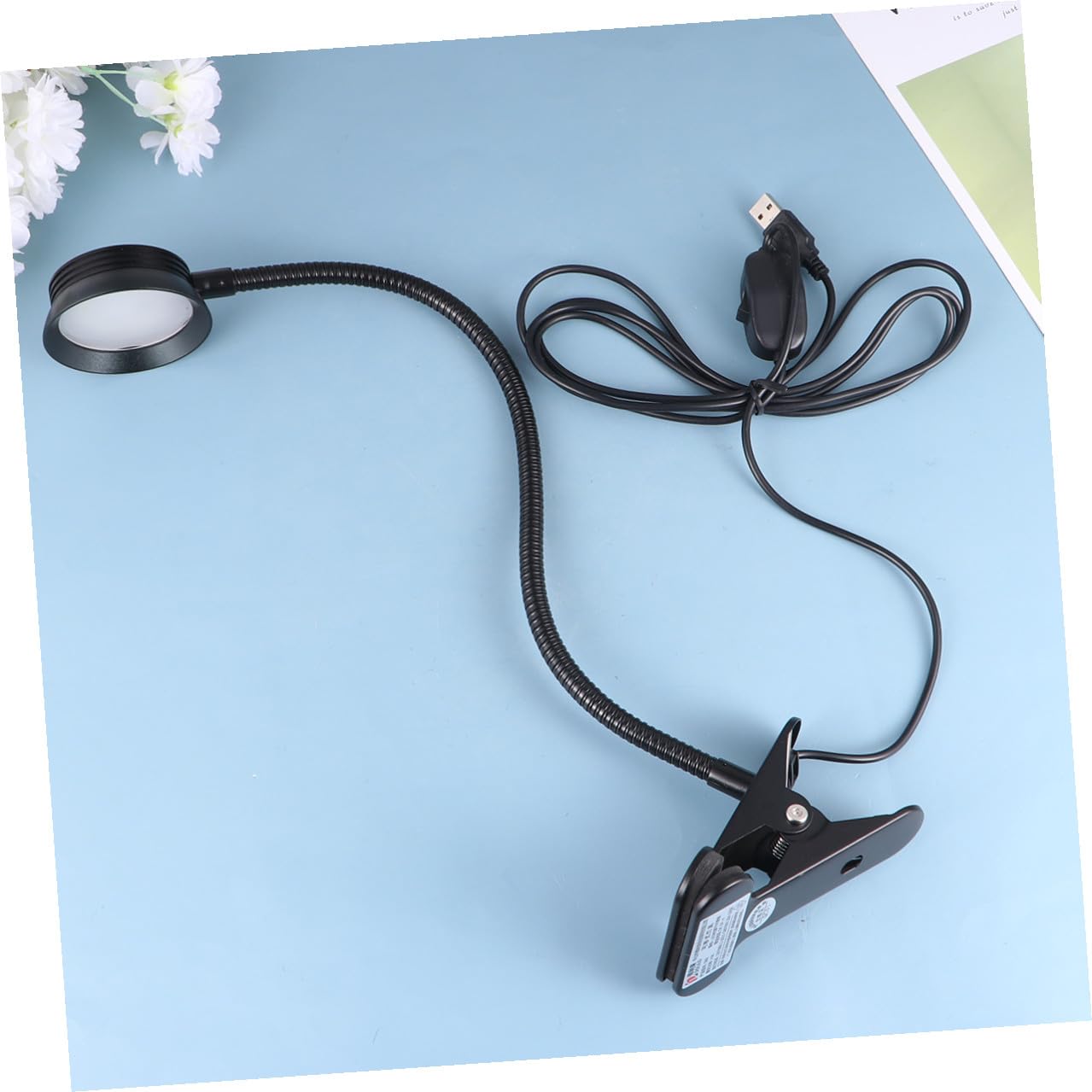 Lampada da Lettura LED USB 4w Clip Flessibile per Letto | Nero, Collo Orientabile e USB Incluso, Uso su Tastiera, Formato Portatile Cavo