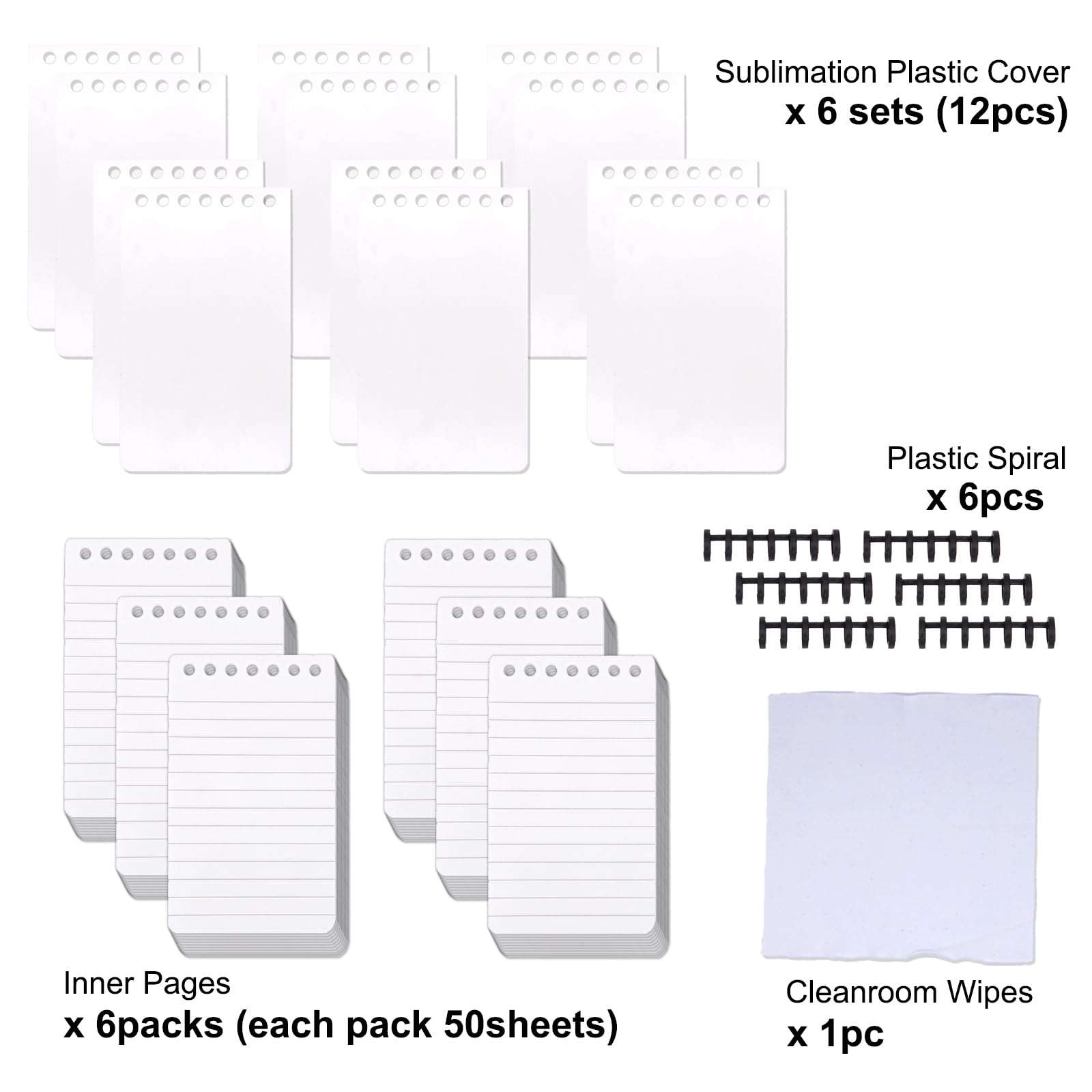 InfiniteSub - Paquete de 6 cuadernos impermeables por sublimación, 7.6 x 12.7 cm, pequeño cuaderno de notas en espiral superior, mini bloc de notas de bolsillo resistente a la intemperie, cubierta y