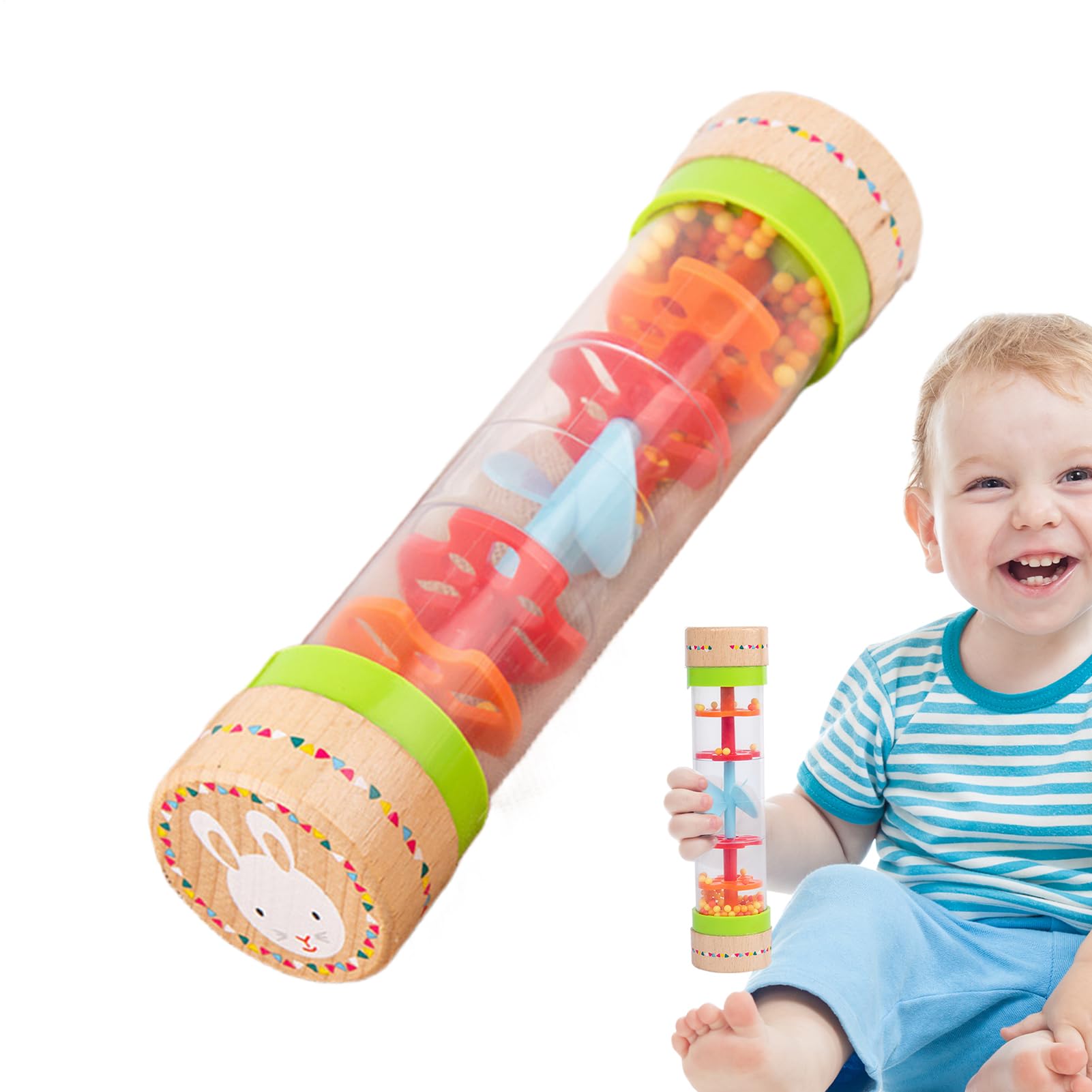 Rain Stick - Heavy Duty Wooden Spinner Tube Rattle, Sensory Musical Toy | Calming Sound Instrument for , , Kids Classroom Preschool Learning, Easter Gift, Travel, Early Development