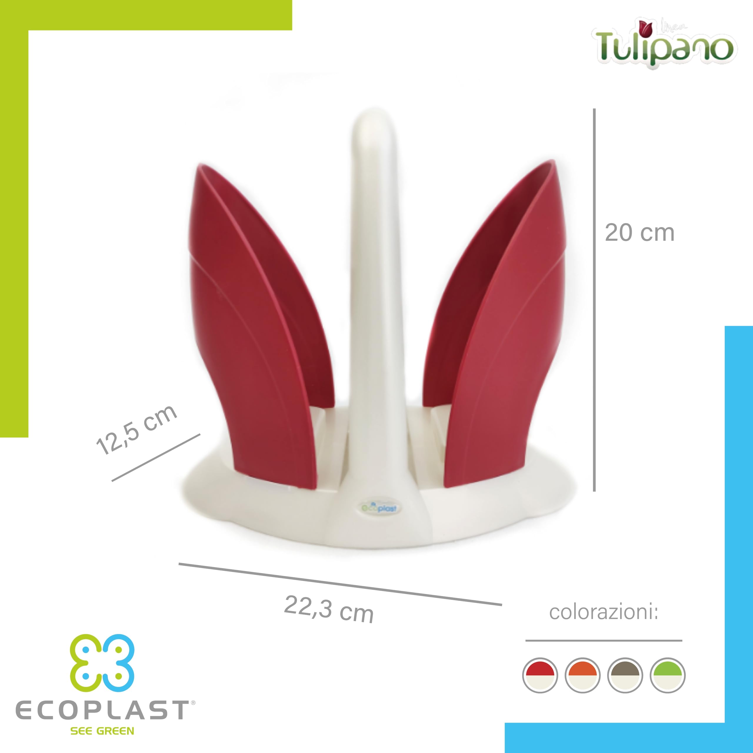 Portabicchieri Ecoplast In Plastica Riciclata - Per Bicchieri Usa E Getta, Bianco E Verde - Foto 5